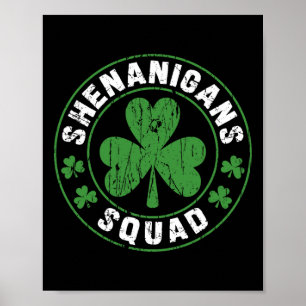 Shenanigans Squad Shamrocks Irish Funny St Patrick Poster