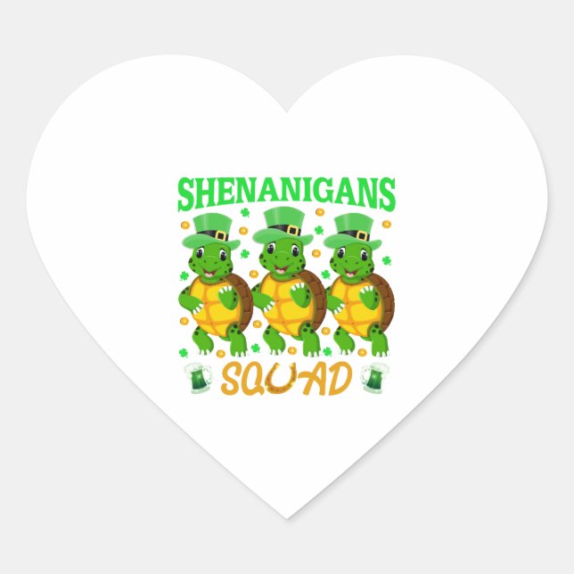 Shenanigans Squad St. Patrick’s Day Cute Turtle Heart Sticker (Front)