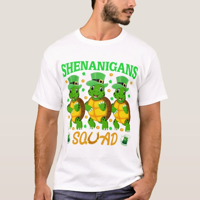 Shenanigans Squad St. Patricks Day Cute Turtle T-Shirt (Front)