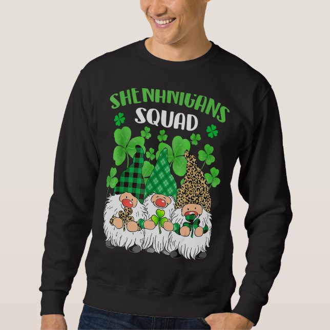 Shenanigans Squad St Patricks Day Gnomes Green Pro Sweatshirt (Front)