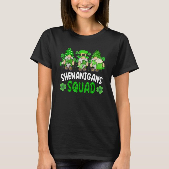 Shenanigans Squad St Patricks Day Gnomes Green Pro T-Shirt (Front)
