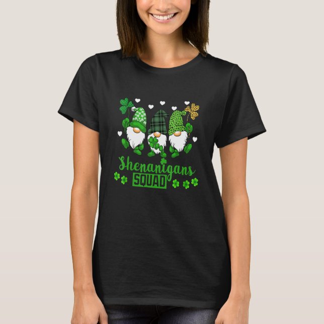Shenanigans Squad St Patricks Day Gnomes Green Pro T-Shirt (Front)