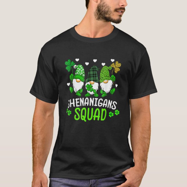 Shenanigans Squad St Patricks Day Gnomes Green Pro T-Shirt (Front)