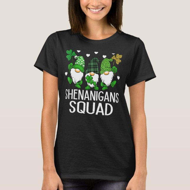 Shenanigans Squad St Patricks Day Gnomes Green Pro T-Shirt (Front)
