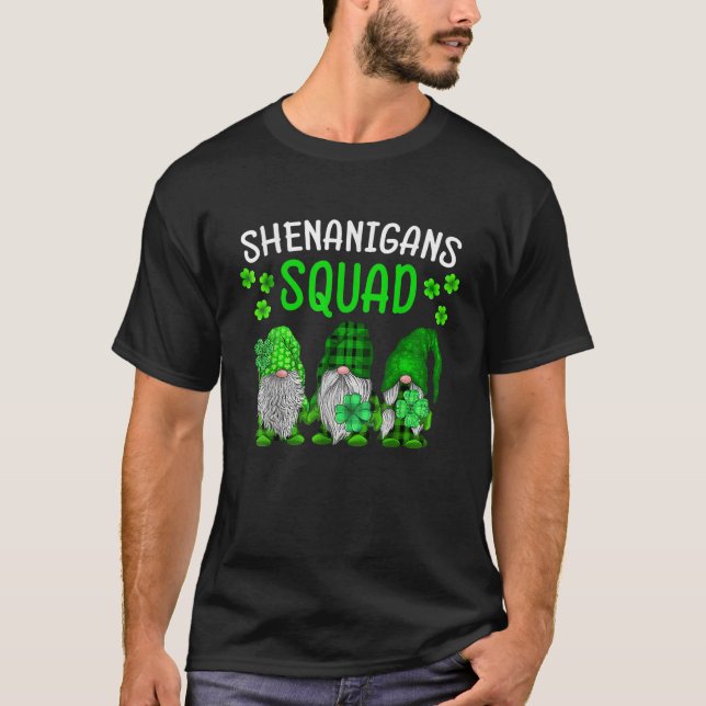 Shenanigans Squad St Patricks Day Gnomes Green Pro T-Shirt (Front)