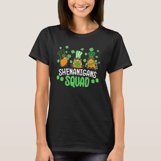 Shenanigans Squad St Patricks Day Gnomes Green Pro T-Shirt (Front)