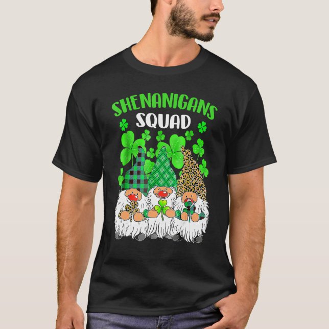 Shenanigans Squad St Patricks Day Gnomes Green Pro T-Shirt (Front)