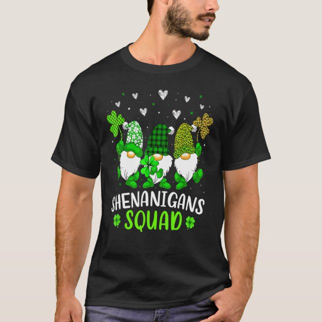 Shenanigans Squad St Patricks Day Gnomes Green Pro T-Shirt (Front)