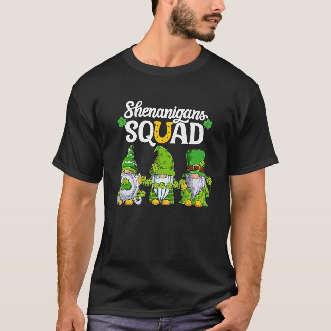 Shenanigans Squad St Patricks Day Gnomes Green Pro T-Shirt (Front)