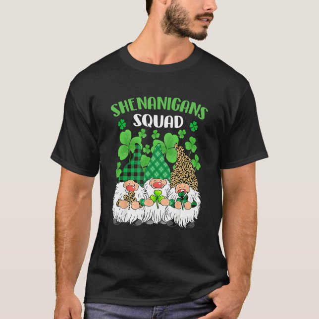 Shenanigans Squad St Patricks Day Gnomes Green Pro T-Shirt (Front)