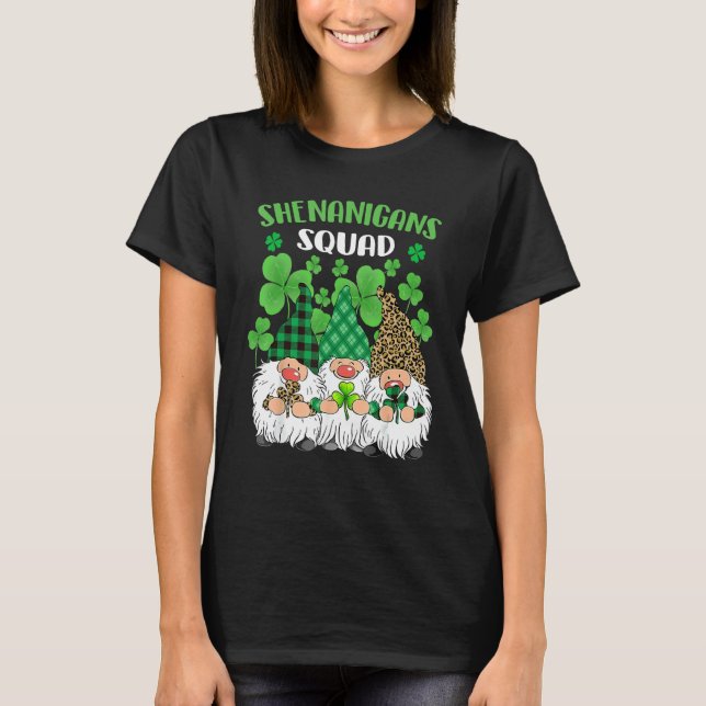 Shenanigans Squad St Patricks Day Gnomes Green Pro T-Shirt (Front)