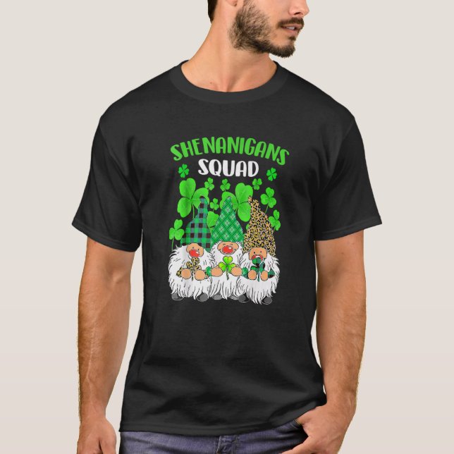 Shenanigans Squad St Patricks Day Gnomes Green Pro T-Shirt (Front)