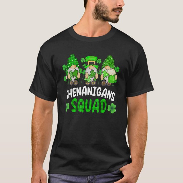 Shenanigans Squad St Patricks Day Gnomes Green Pro T-Shirt (Front)