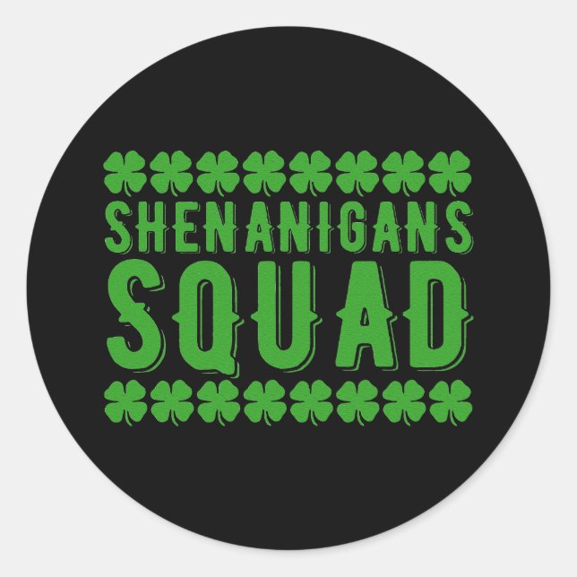 Shenanigans Squad St Patricks Day Gnomes Irish Classic Round Sticker (Front)
