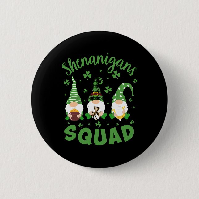 Shenanigans Squad St Patricks Day Gnomie Gnome Wom 2 Inch Round Button (Front)