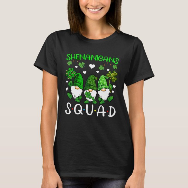 Shenanigans Squad St Patricks Day Green Gnomes Iri T-Shirt (Front)