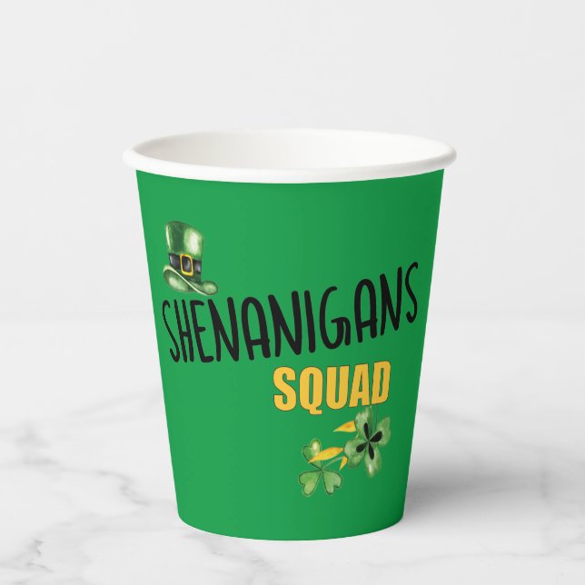 Shenanigans Squad, St. Patrick's Day Team Paper Cups (Front)