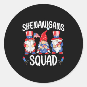 Shenanigans Squad Usa Patriotic Gnomes Fourth Of J Classic Round Sticker