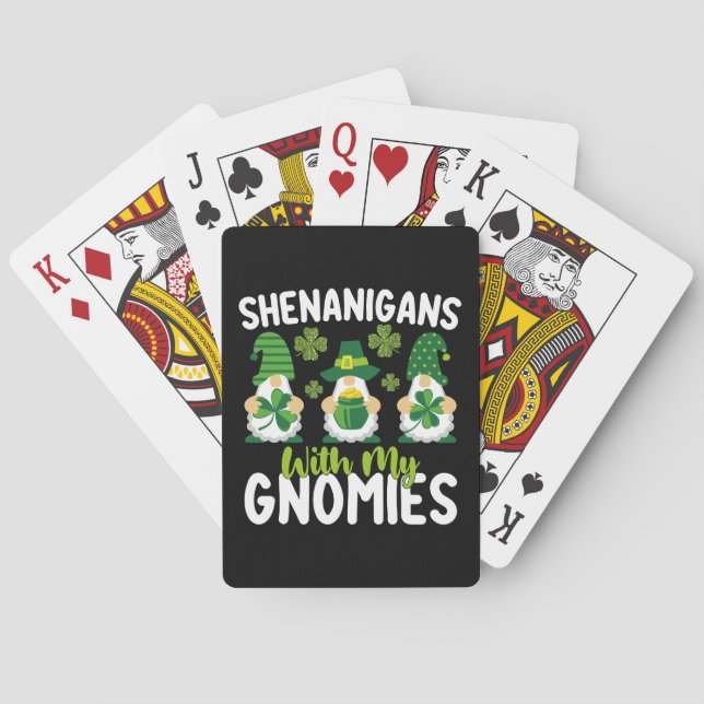 Shenanigans With My Gnomies Gnome St Patrick's Day Playing Cards (Back)