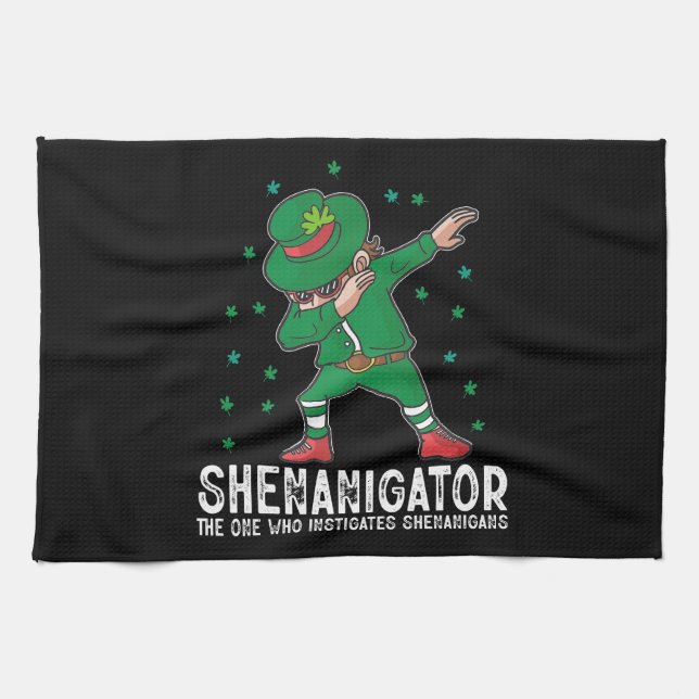 Shenanigator Dabbing St Patrick's Day Shenanigans  Kitchen Towel (Horizontal)