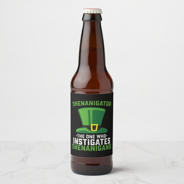 Shenanigator The One Who Instigates Shenanigans Beer Bottle Label (Front)