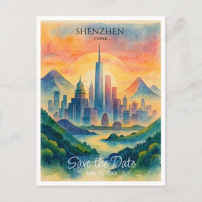 Shenzhen China Destination Save the Date  Postcard (Front)