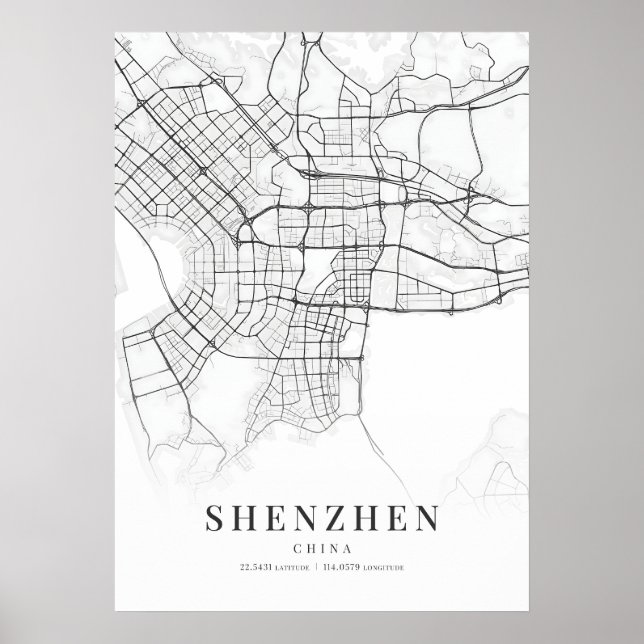 Shenzhen City Map Poster (Front)
