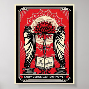 Shepard Fairey Screen Print Knowledge   Action Red