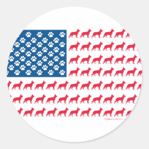 Shepard-Flag Patriotic Classic Round Sticker