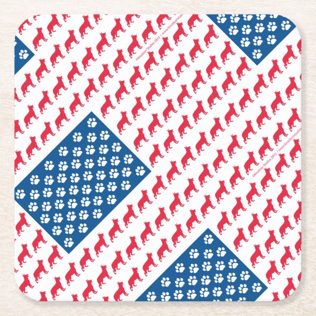 Shepard-Flag Patriotic Square Paper Coaster (Front)