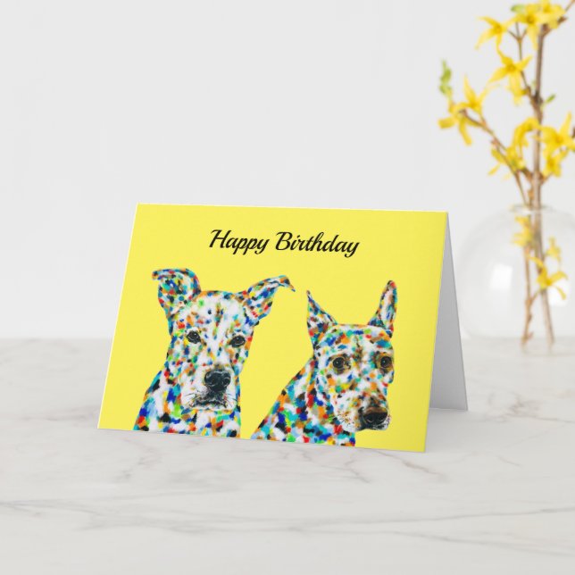 Shephard Shar pei & Pitbull Lab Mix Birthday Card (Yellow Flower)
