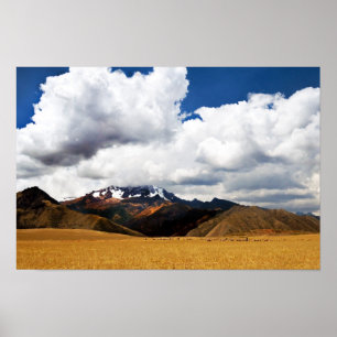 Shepherd and His Flock in the Peruvian Andes Poster