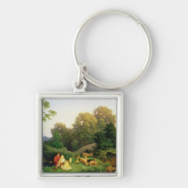 Shepherd and Shepherdess in a German landscape Keychain (Front)
