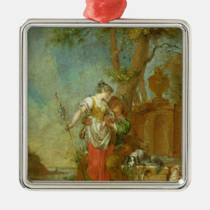 Shepherd and Shepherdess Metal Ornament