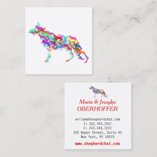 Shepherd Dog colourful  Square Business Card