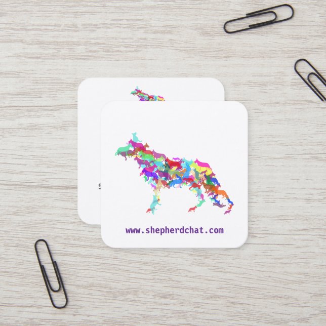 Shepherd Dog colourful  Square Business Card (Front/Back In Situ)