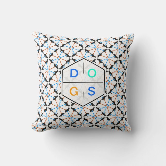 Shepherd Dog Pattern Throw Pillow (Front)