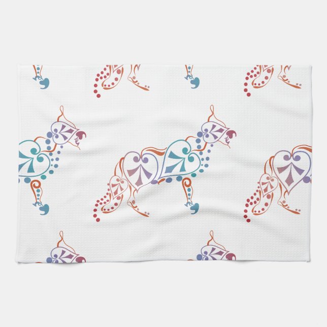 Shepherd dog silhouette kitchen towel (Horizontal)