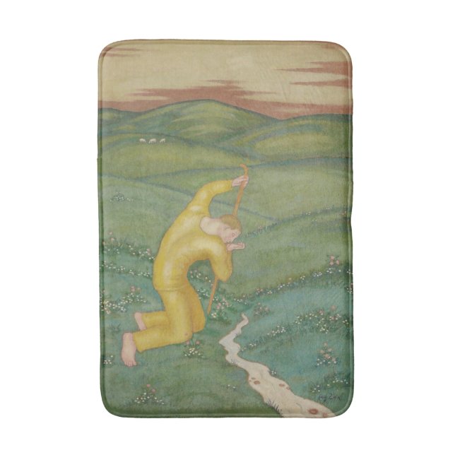 Shepherd in his Field (by Eugeniusz Zak) Bath Mat (Front Vertical)