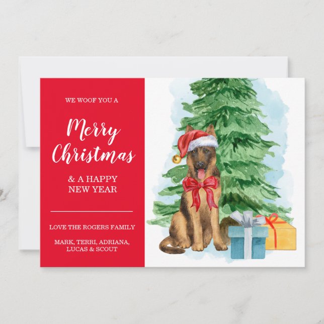 Shepherd Inexpensive Christmas Santa Hat Tree Card (Front)