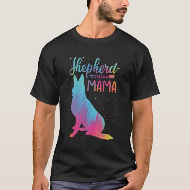 Shepherd Mama Colourful Ger Shepherd Mom Mother'S  T-Shirt (Front)