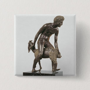 Shepherd milking a goat 2 inch square button