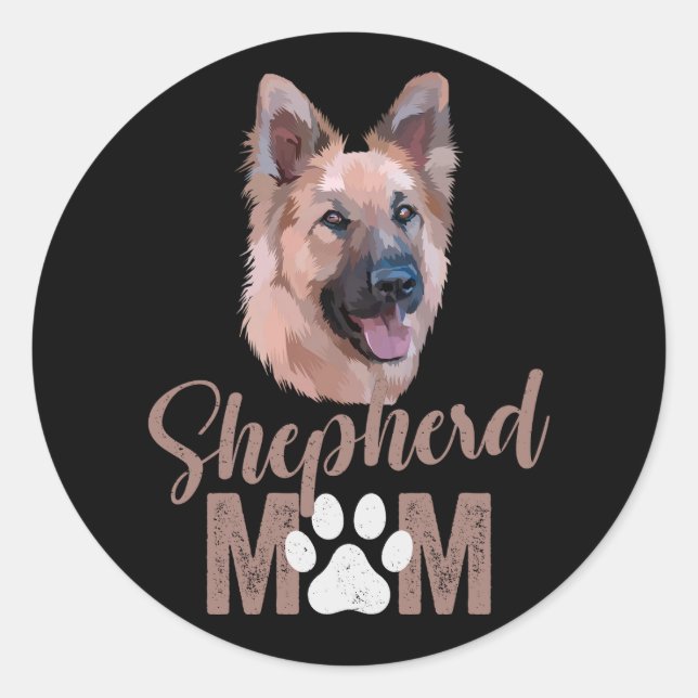 Shepherd Mom Classic Round Sticker (Front)