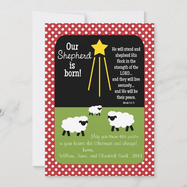 SHEPHERD Scripture Verse 2-Sided Christmas Card (Front)