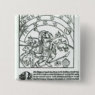 Shepherd under Sun, Moon and Stars 2 Inch Square Button