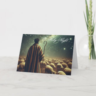 Shepherd Watching Over Flock Christmas Holiday Card