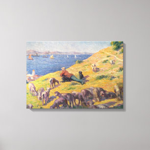 Shepherd Watching the Sea (by Maximilien Luce) Canvas Print