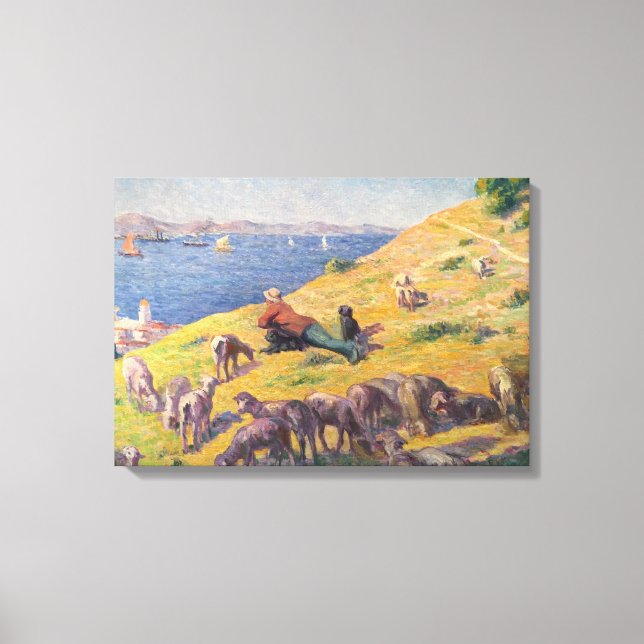 Shepherd Watching the Sea (by Maximilien Luce) Canvas Print (Front)