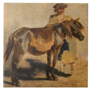 Shepherd With a Horse (Equine Art) Tile
