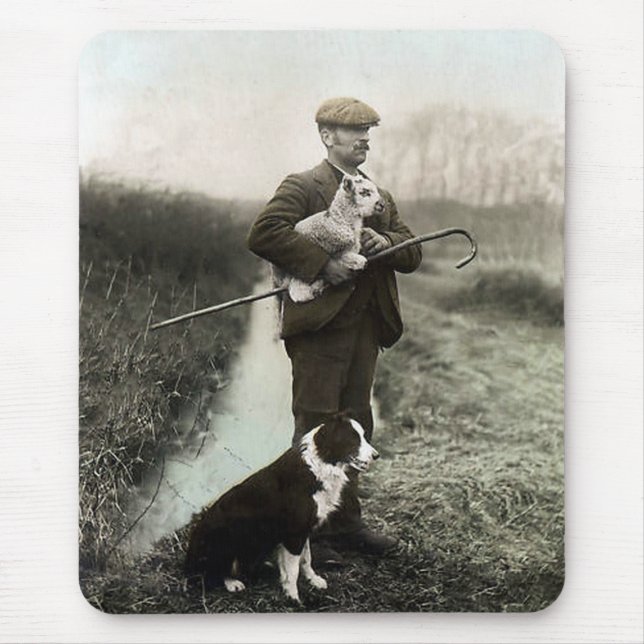 "Shepherd With Border Collie and Lamb"~Mousepad Mouse Pad (Front)